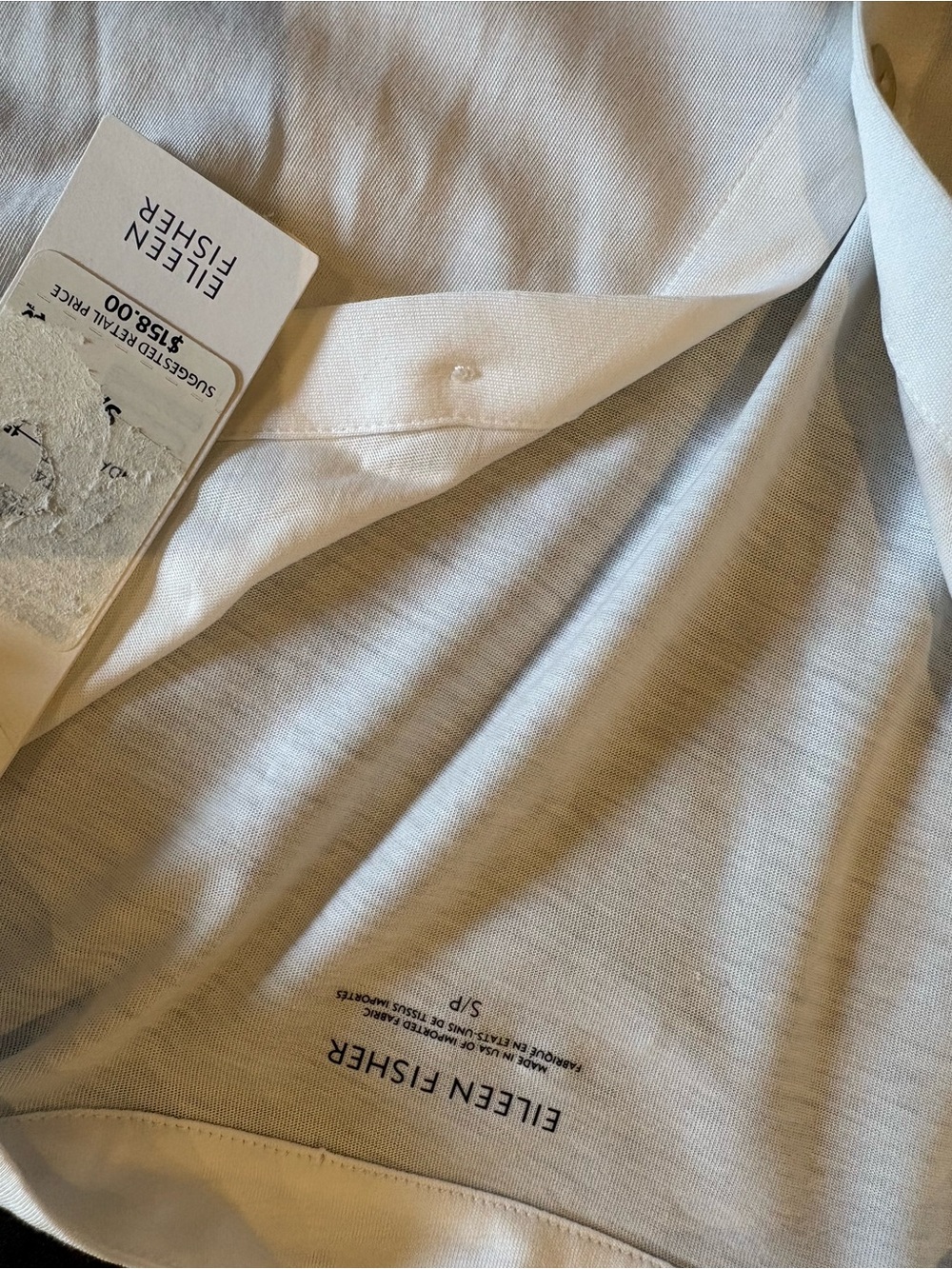 Eileen Fisher Organic Cotton White Button-Front Tunic Shirt Small - Picture 4 of 8